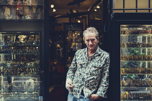 Alessandro Melmeluzzi stands outside his impressive model shop, in Rome, Italy