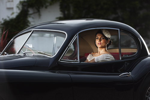 Classic Jaguar and Antique Wedding Dresses.